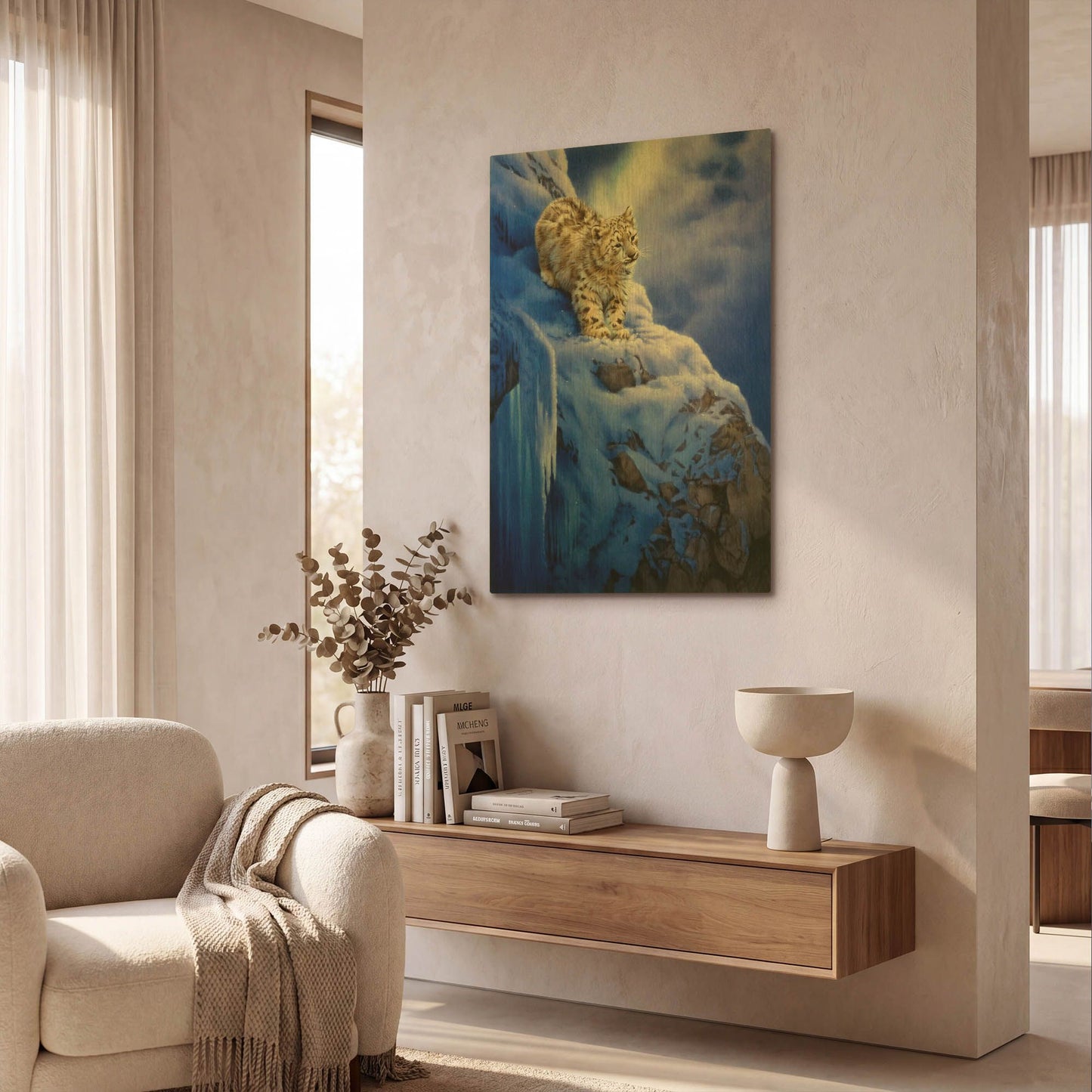 'Snowy Cliff' By Joh Naito Gold Metal Wall Art