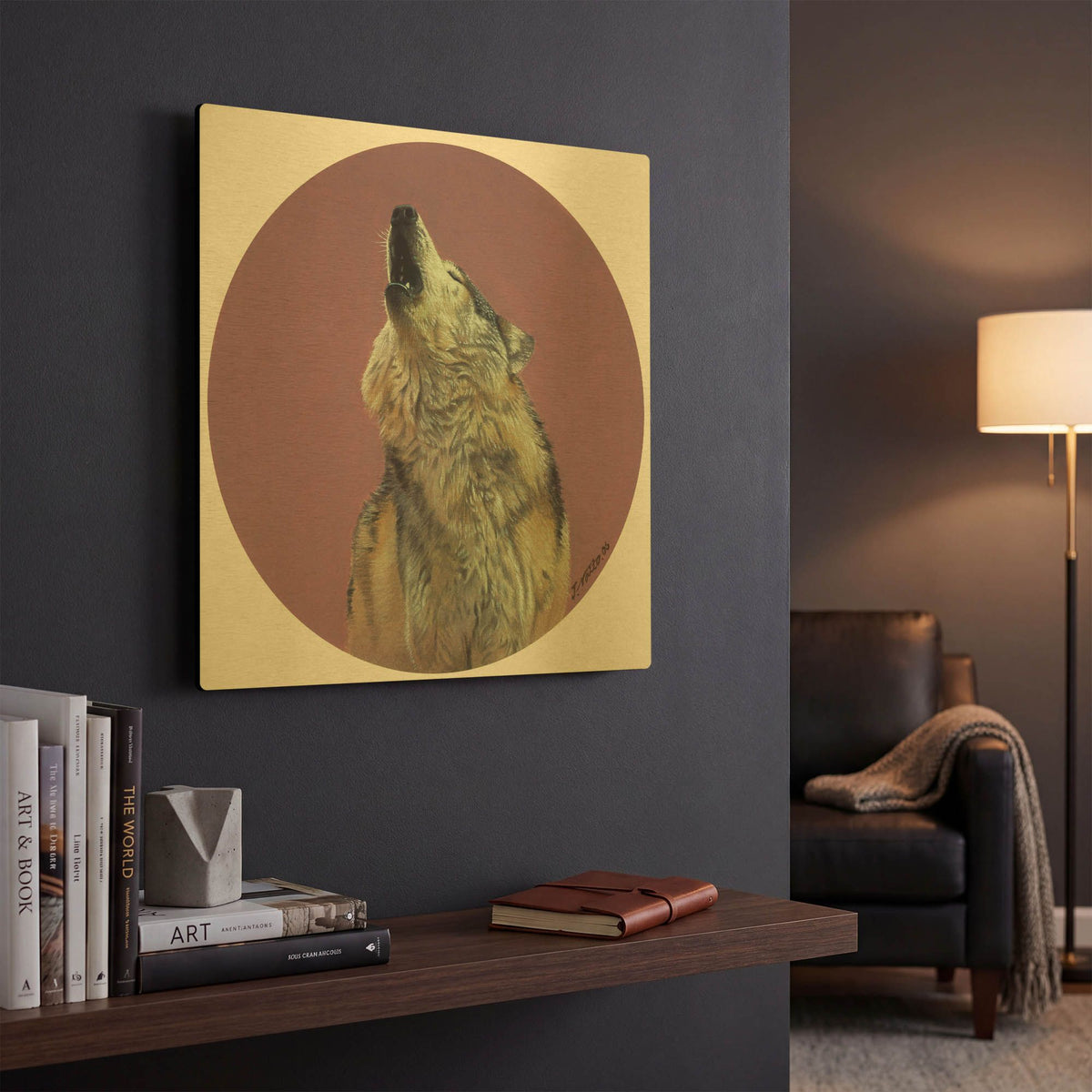 'Howling' By Joh Naito Gold Metal Wall Art