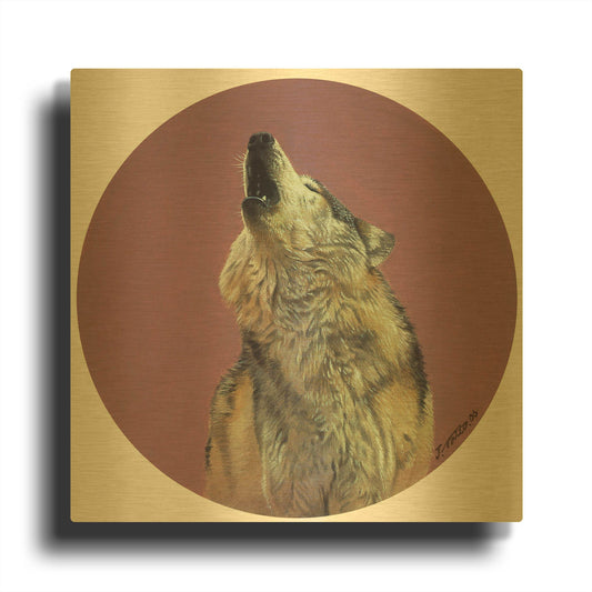 'Howling' By Joh Naito Gold Metal Wall Art