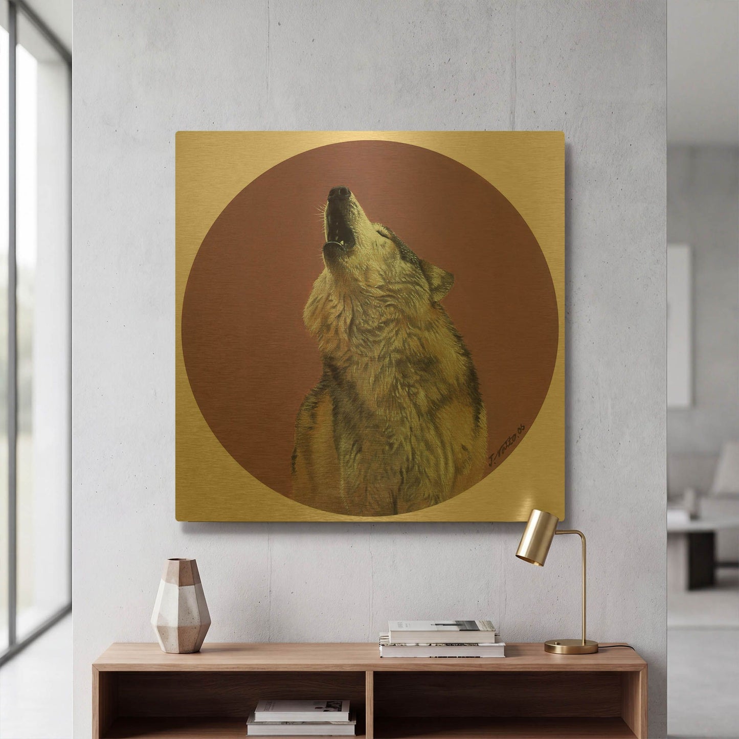 'Howling' By Joh Naito Gold Metal Wall Art