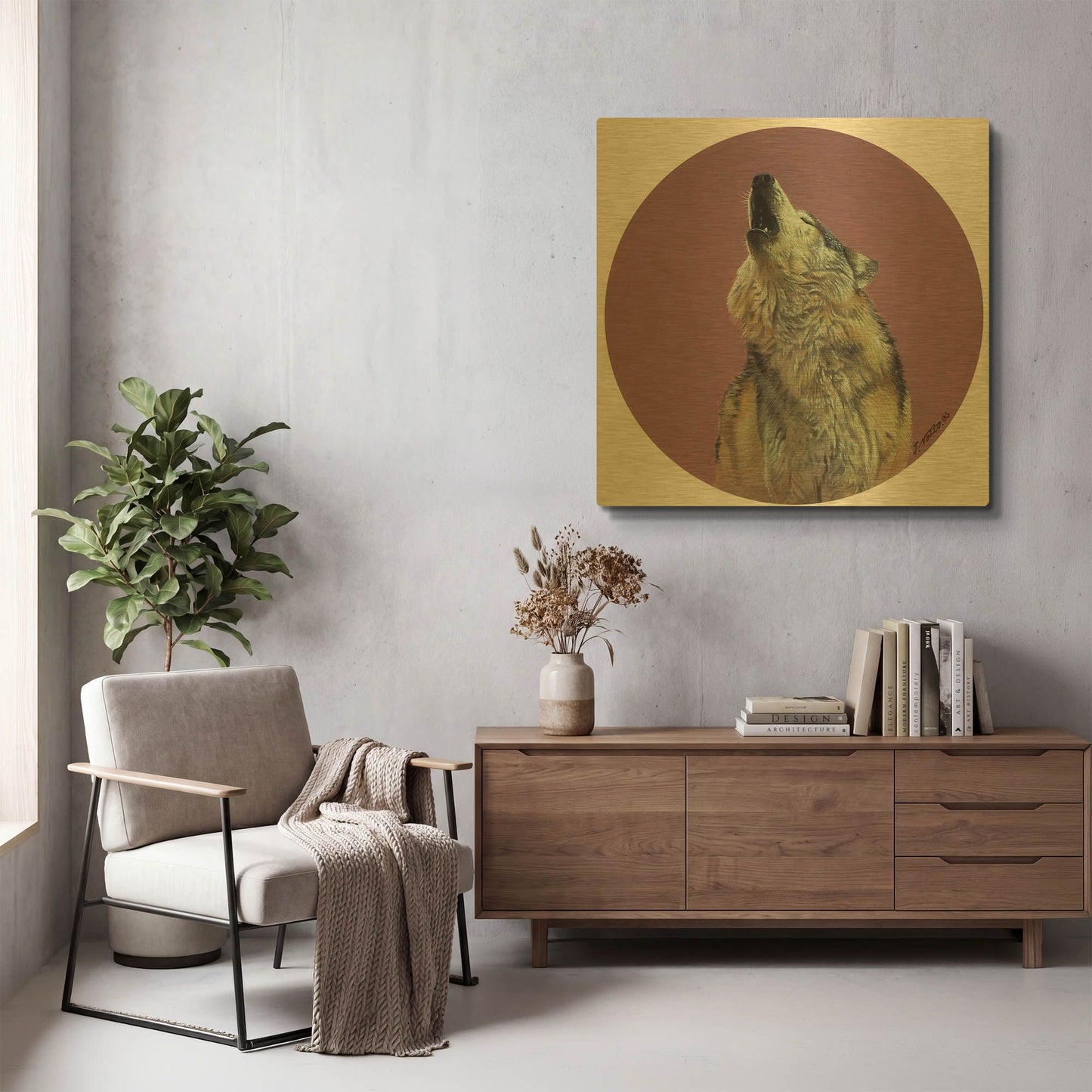 'Howling' By Joh Naito Gold Metal Wall Art