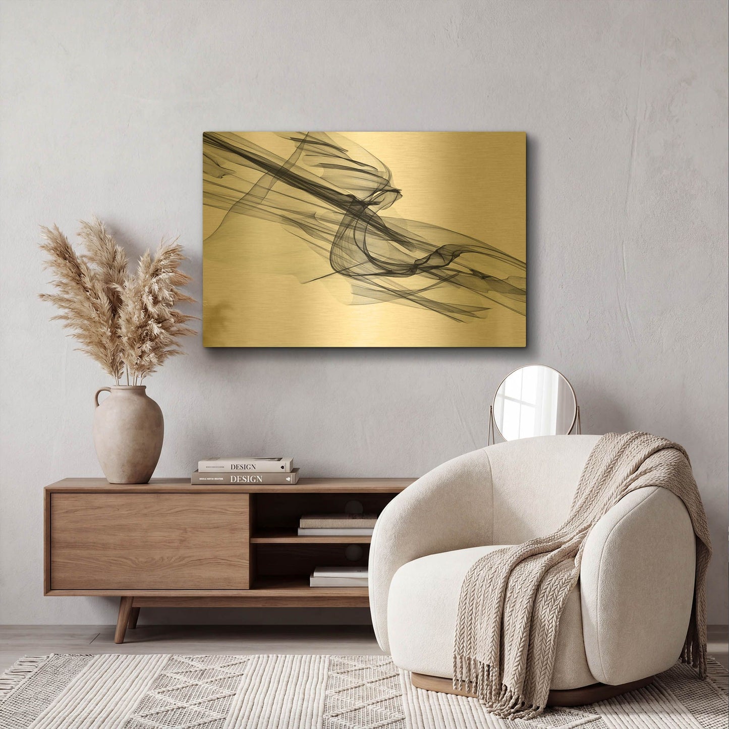 'Abstract Black and White 19-48' By Irena Orlov Gold Metal Wall Art