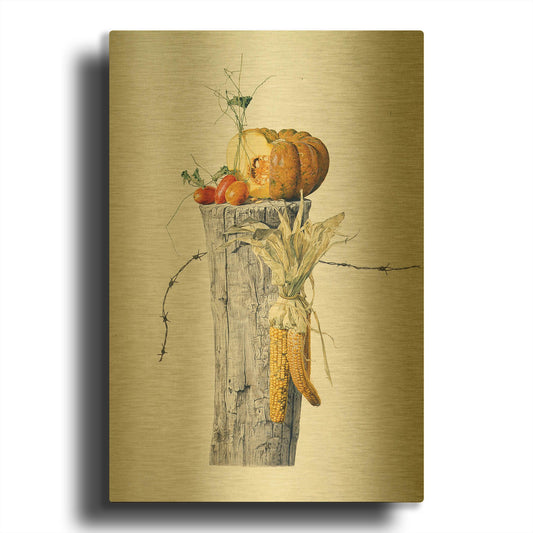 'Autumn Elements' By Joh Naito Gold Metal Wall Art