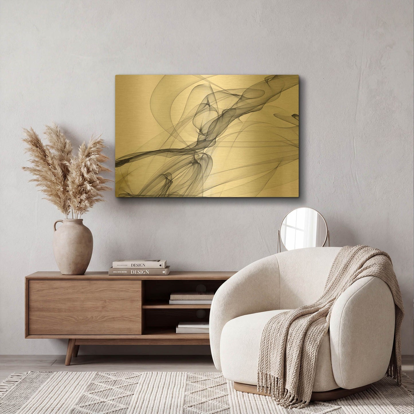 'Abstract Black and White 18-21' By Irena Orlov Gold Metal Wall Art