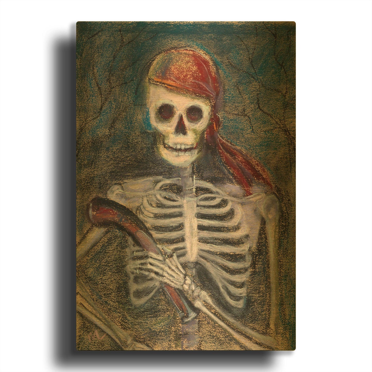 'A Pirate and Her Pistol' By Marie Marfia Fine Art Gold Metal Wall Art