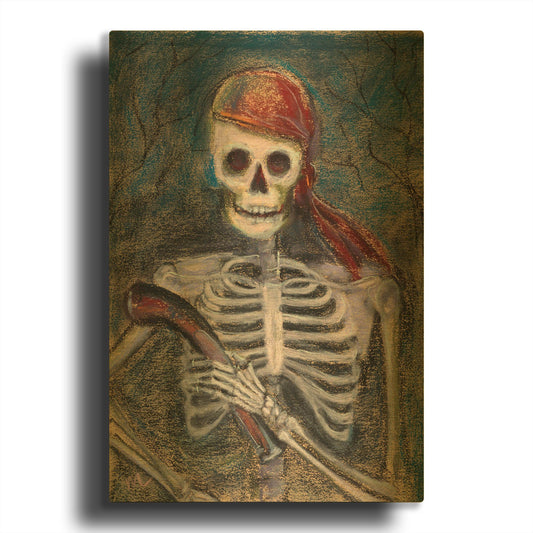 'A Pirate and Her Pistol' By Marie Marfia Fine Art Gold Metal Wall Art