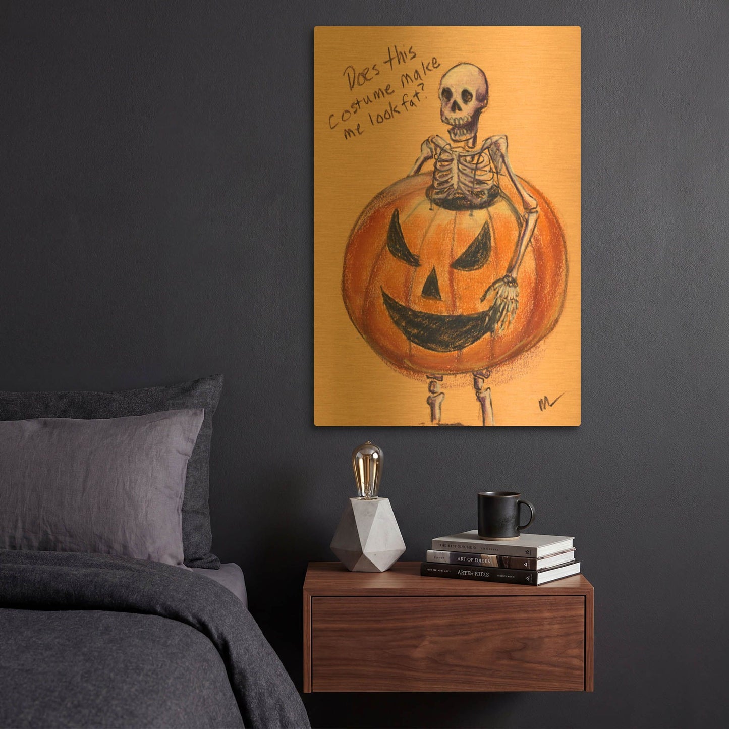 'Does this costume make me look fat' By Marie Marfia Fine Art Gold Metal Wall Art