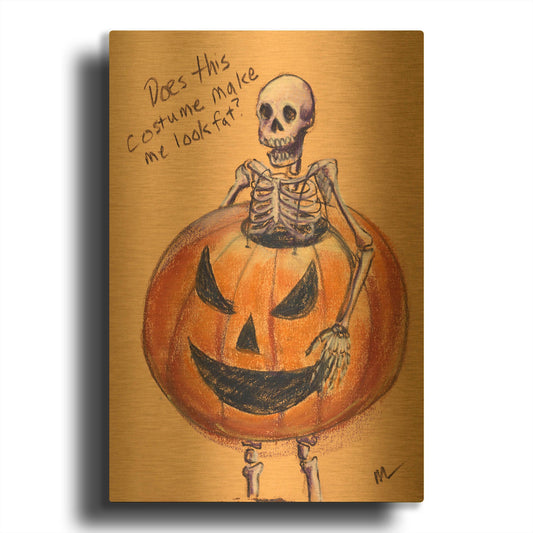 'Does this costume make me look fat' By Marie Marfia Fine Art Gold Metal Wall Art