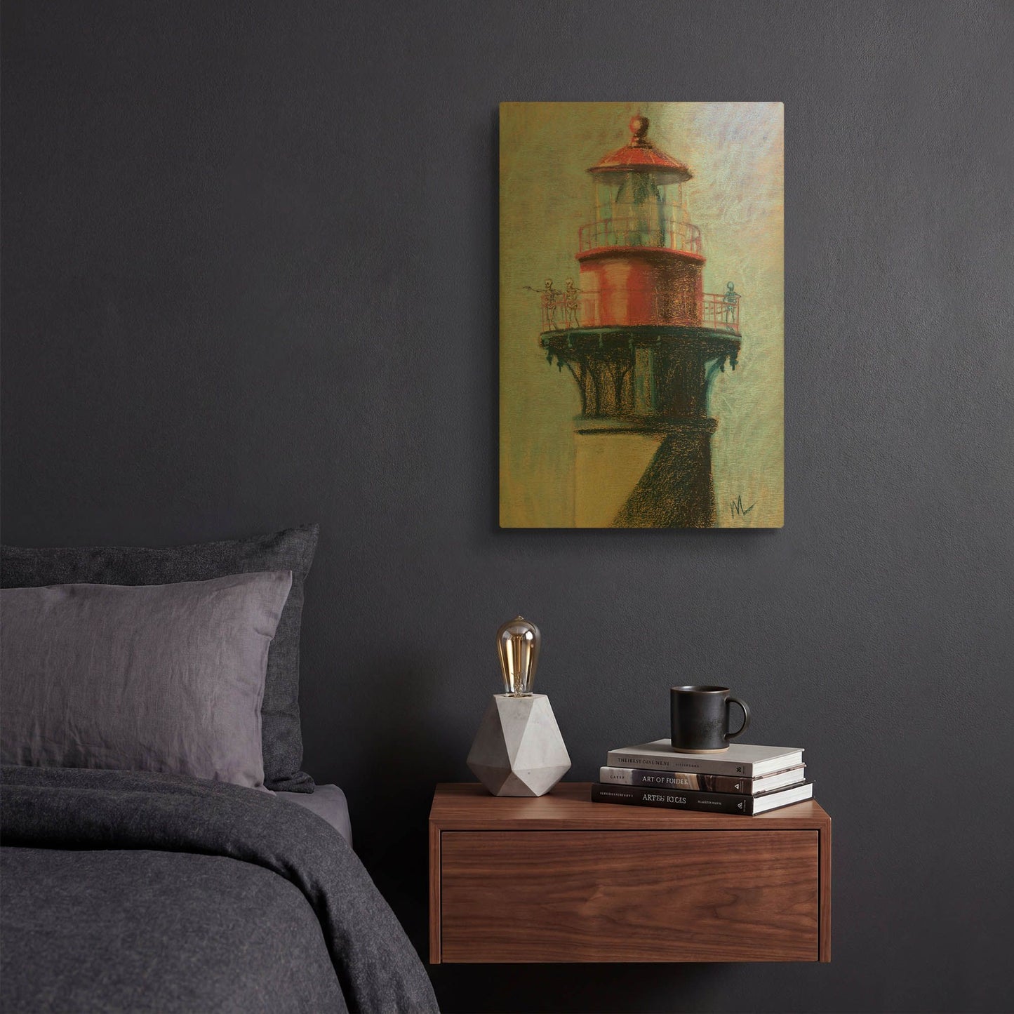 'I can see my crypt from here' By Marie Marfia Fine Art Gold Metal Wall Art