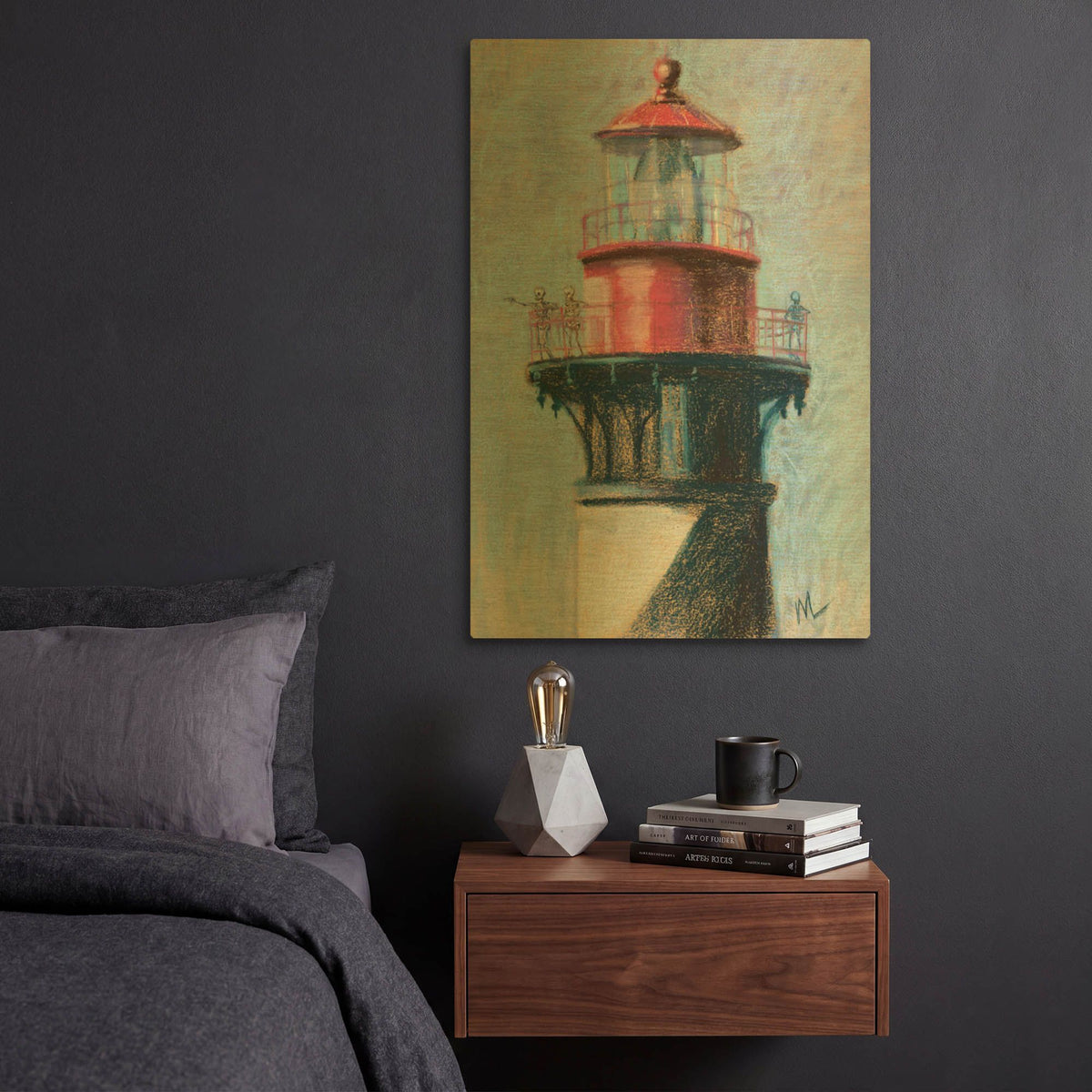 'I can see my crypt from here' By Marie Marfia Fine Art Gold Metal Wall Art