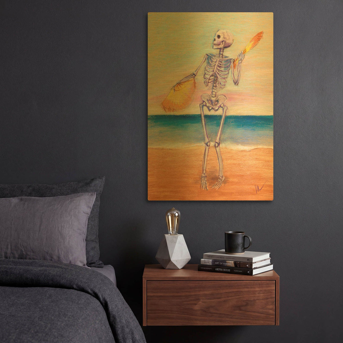 'Skelly Dancer No. 10' By Marie Marfia Fine Art Gold Metal Wall Art