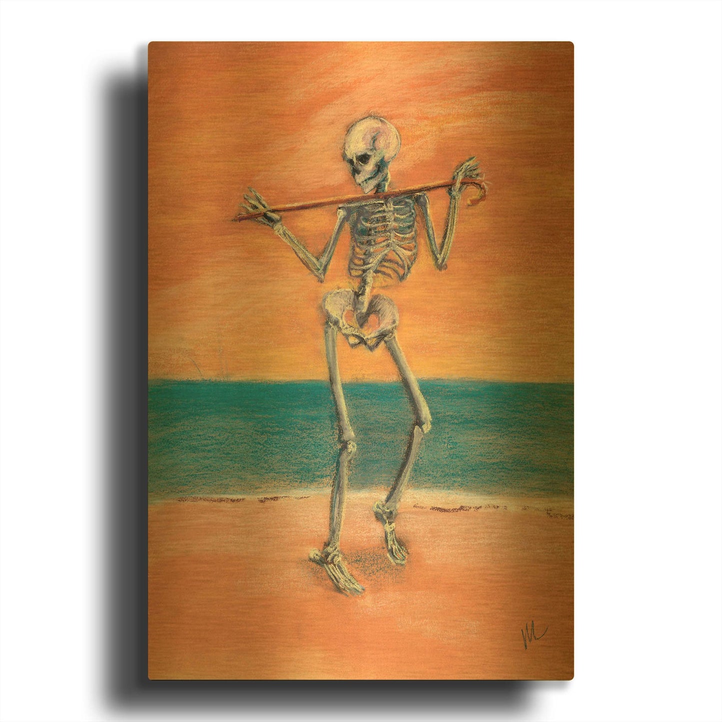 'Skelly Dancer No. 11' By Marie Marfia Fine Art Gold Metal Wall Art
