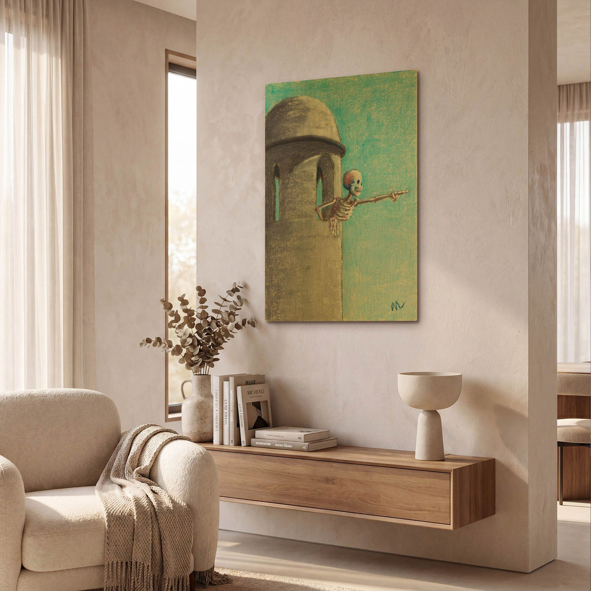 'You kids get off my lawn' By Marie Marfia Fine Art Gold Metal Wall Art