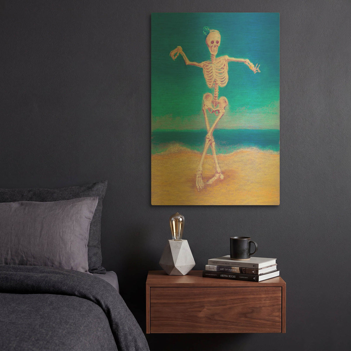 'Skelly Dancer I' By Marie Marfia Fine Art Gold Metal Wall Art