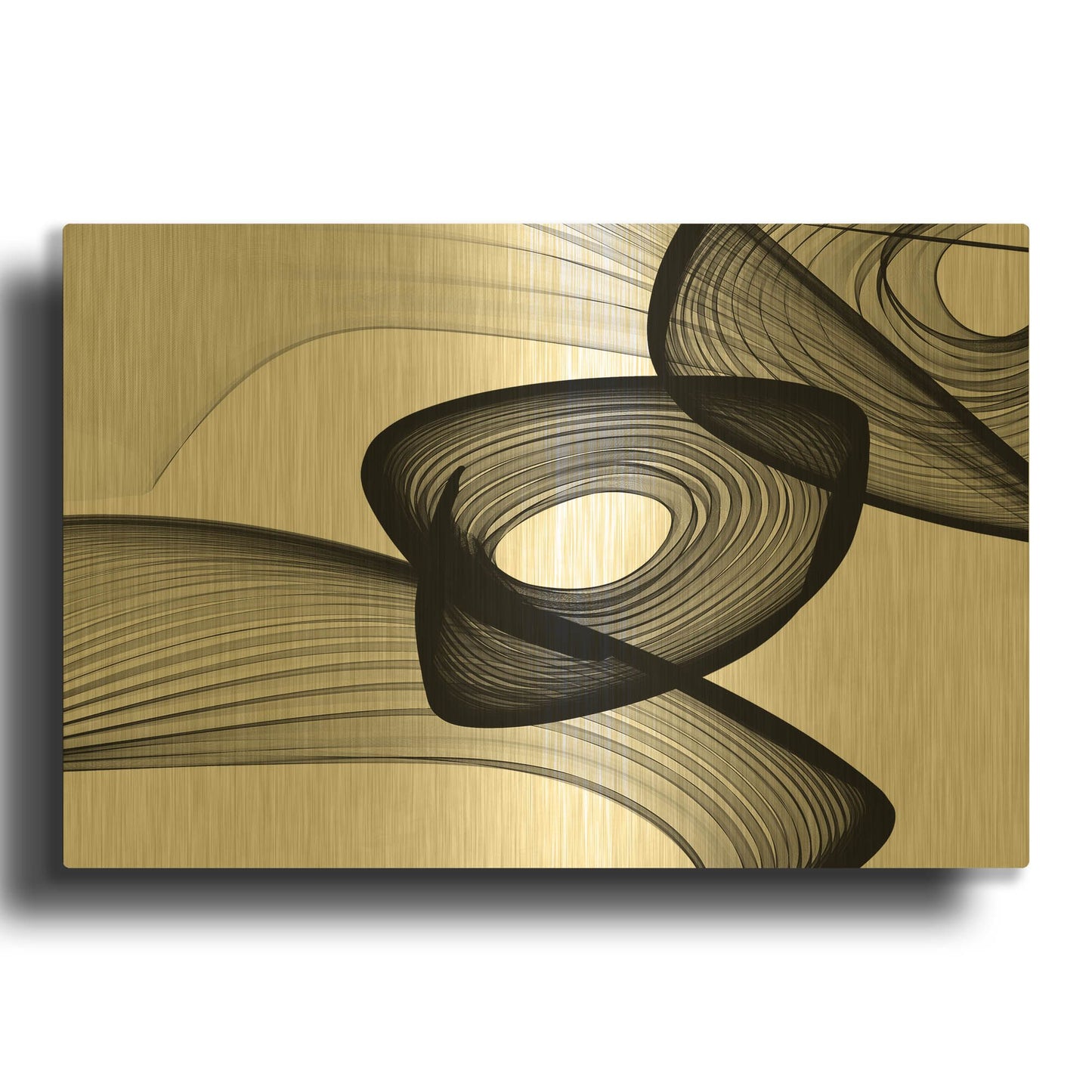'Abstract Black and White 22-16' By Irena Orlov Gold Metal Wall Art