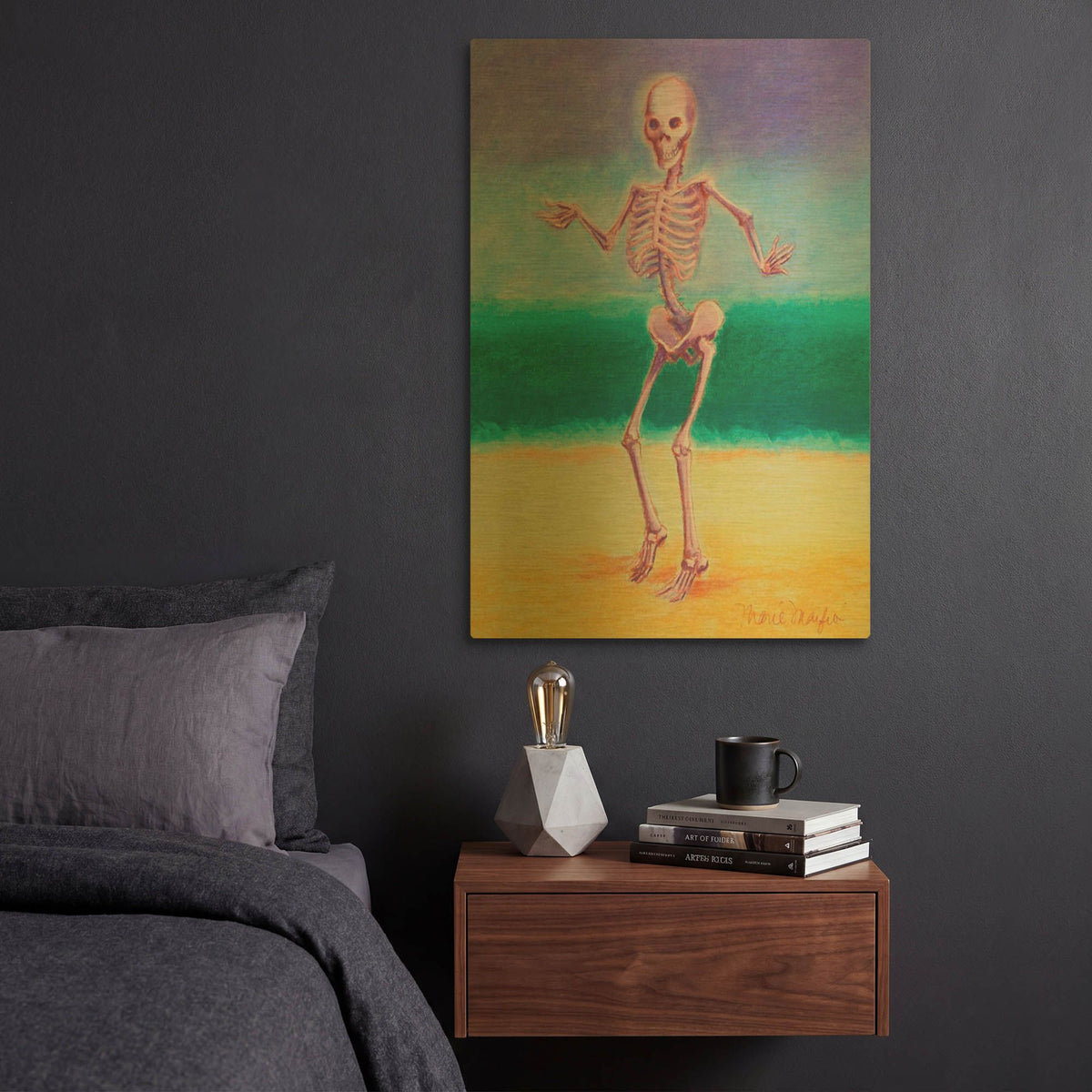 'Skelly Dancer V' By Marie Marfia Fine Art Gold Metal Wall Art