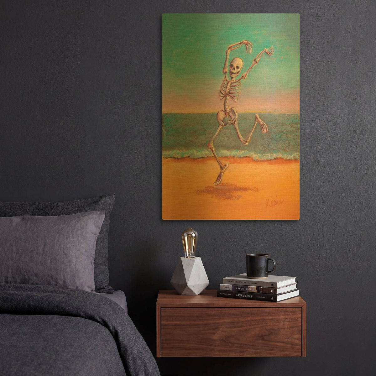 'Skelly Dancer VIII' By Marie Marfia Fine Art Gold Metal Wall Art