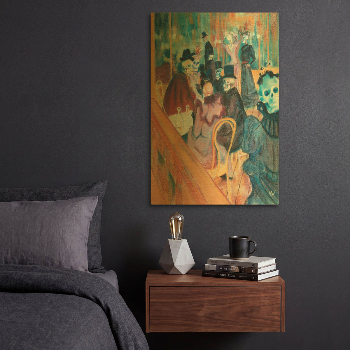 'Au Moulin Skelly' By Marie Marfia Fine Art Gold Metal Wall Art