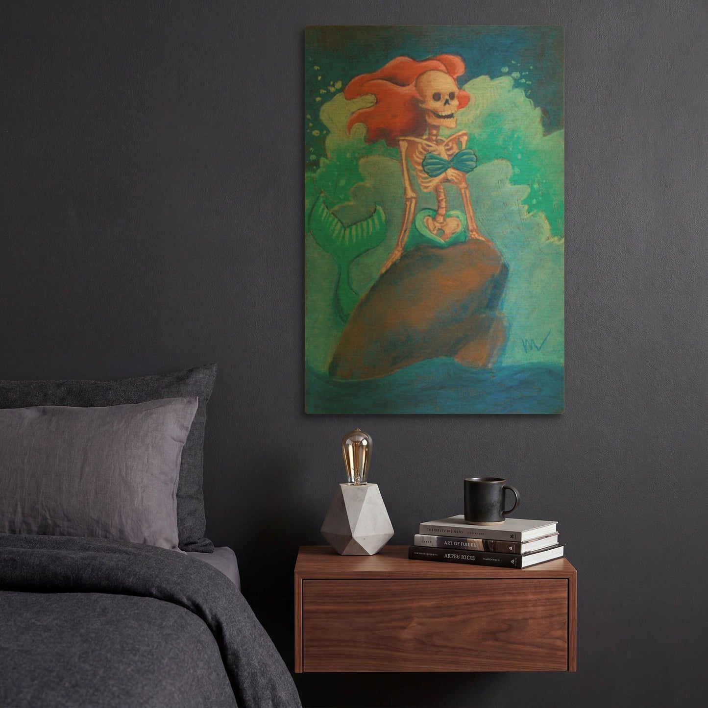 'Part of Your (Skelly) World' By Marie Marfia Fine Art Gold Metal Wall Art
