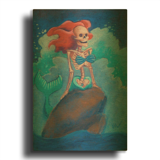 'Part of Your (Skelly) World' By Marie Marfia Fine Art Gold Metal Wall Art