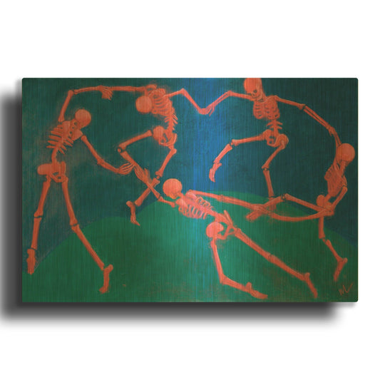 'The (Skelly) Dance' By Marie Marfia Fine Art Gold Metal Wall Art