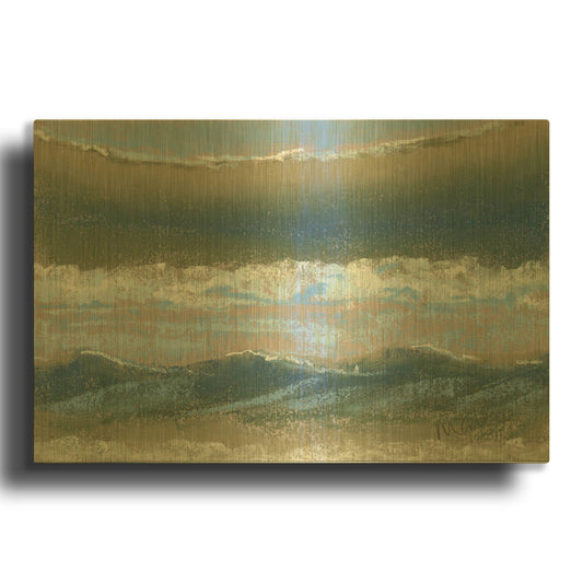 'Blue and Green' By Marie Marfia Fine Art Gold Metal Wall Art