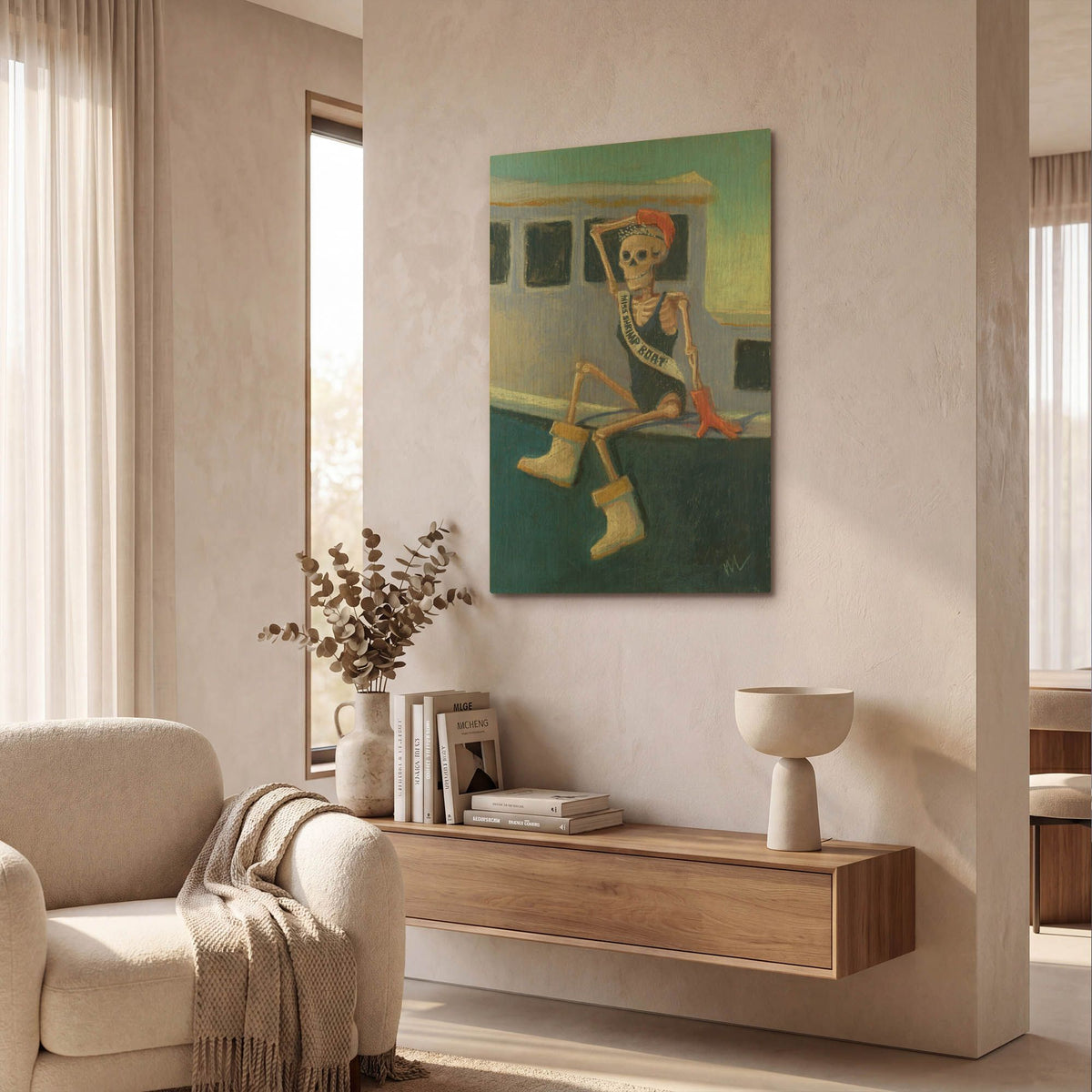 'Miss Shrimp Boat' By Marie Marfia Fine Art Gold Metal Wall Art