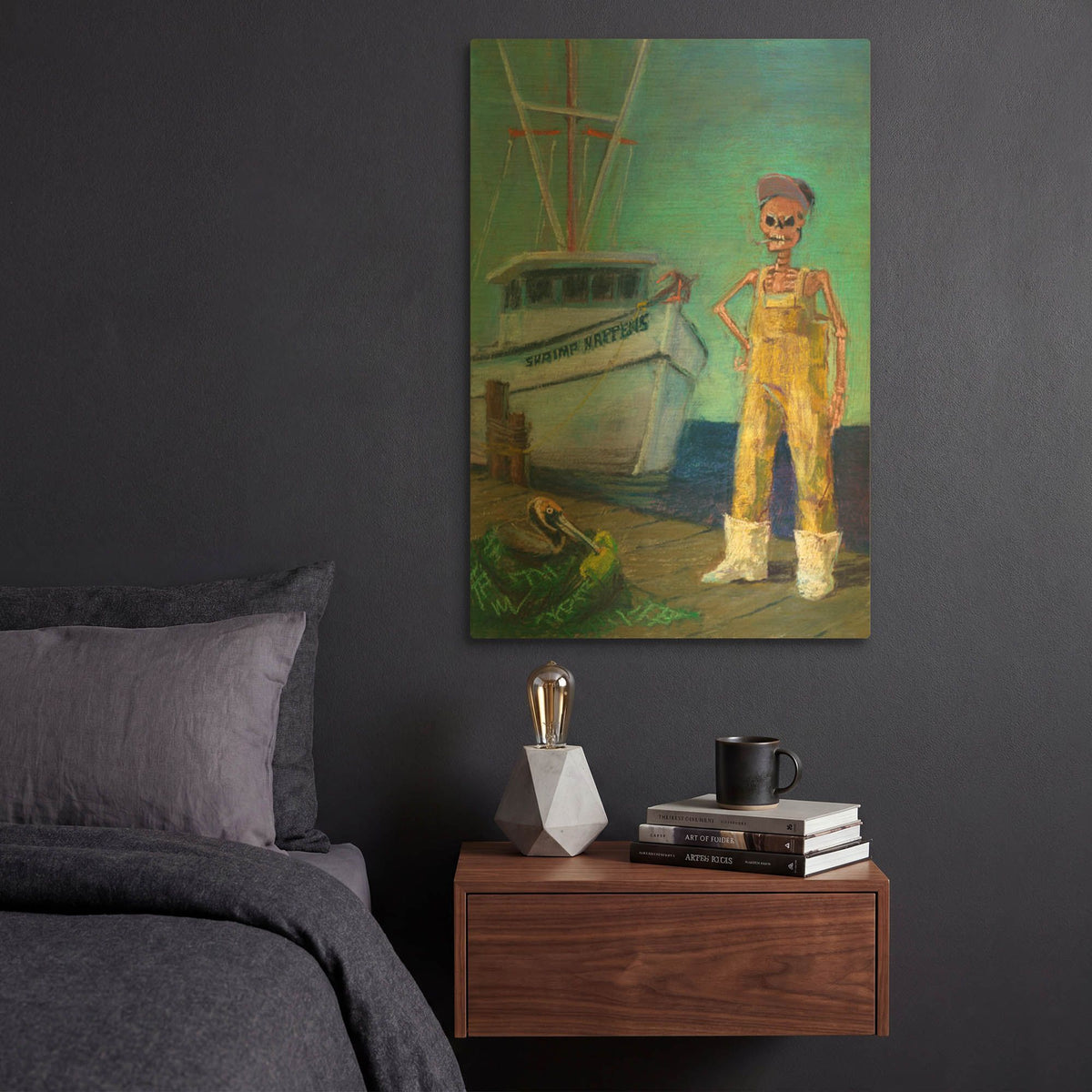 'Shrimp Happens' By Marie Marfia Fine Art Gold Metal Wall Art