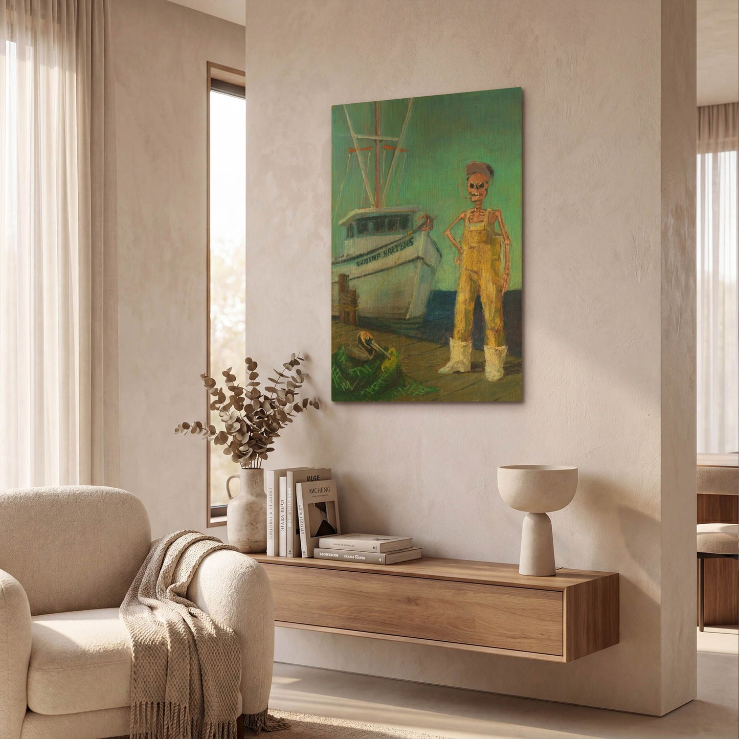 'Shrimp Happens' By Marie Marfia Fine Art Gold Metal Wall Art