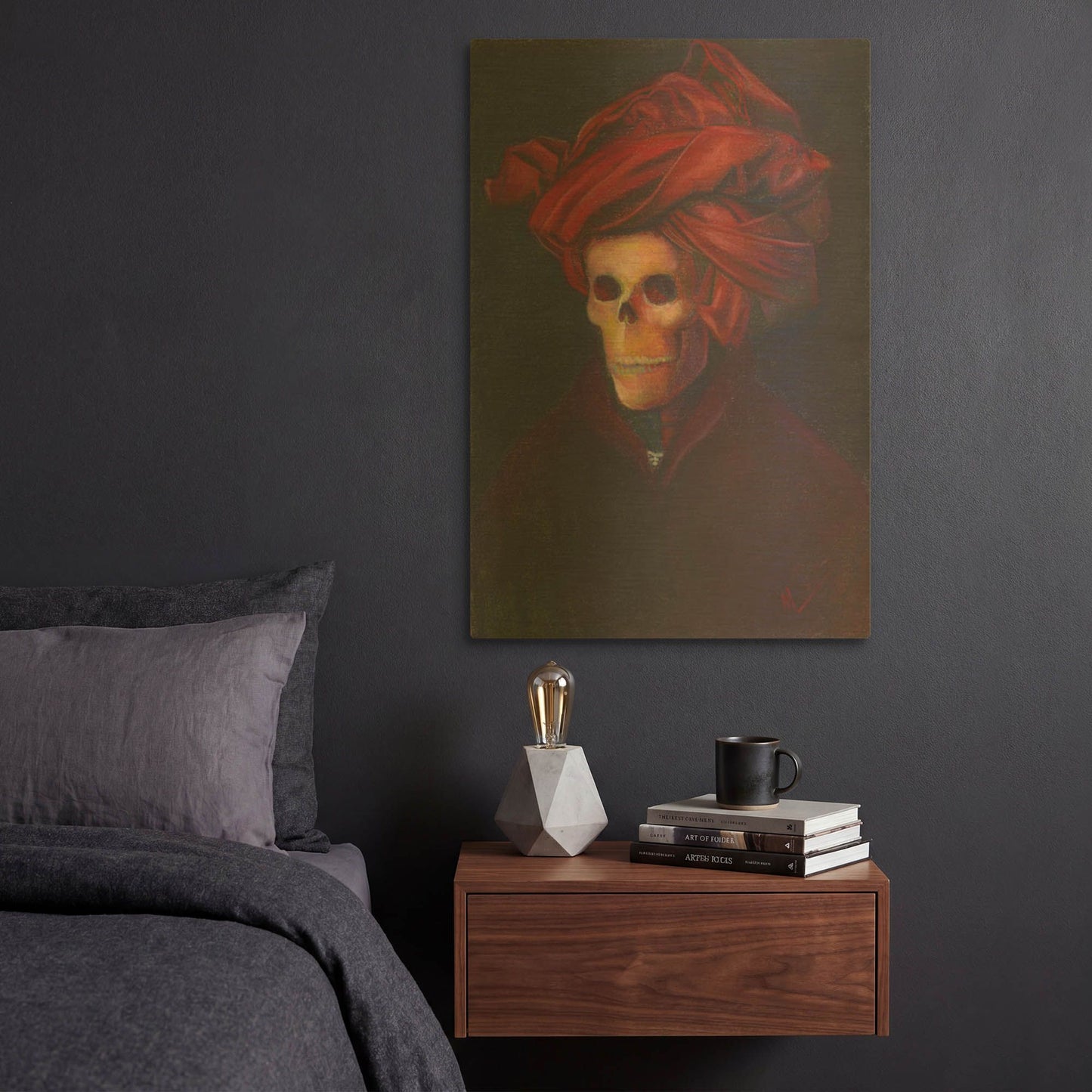 'Skelly In The Red Turban' By Marie Marfia Fine Art Gold Metal Wall Art