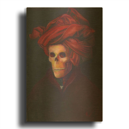 'Skelly In The Red Turban' By Marie Marfia Fine Art Gold Metal Wall Art