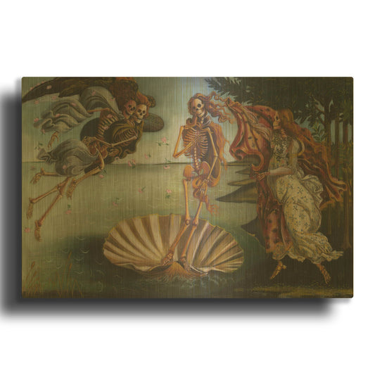 'Skelly on the Half Shell' By Marie Marfia Fine Art Gold Metal Wall Art