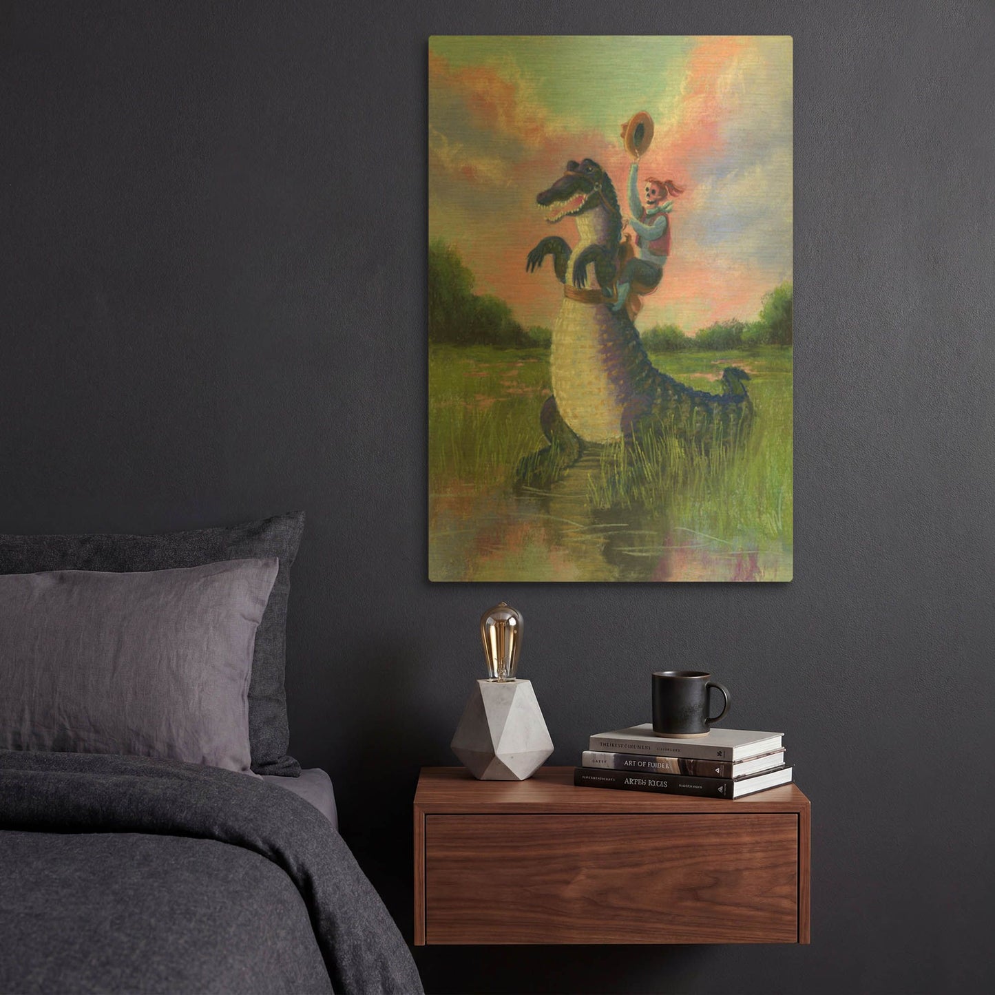 'Forever Your Gator Girl' By Marie Marfia Fine Art Gold Metal Wall Art