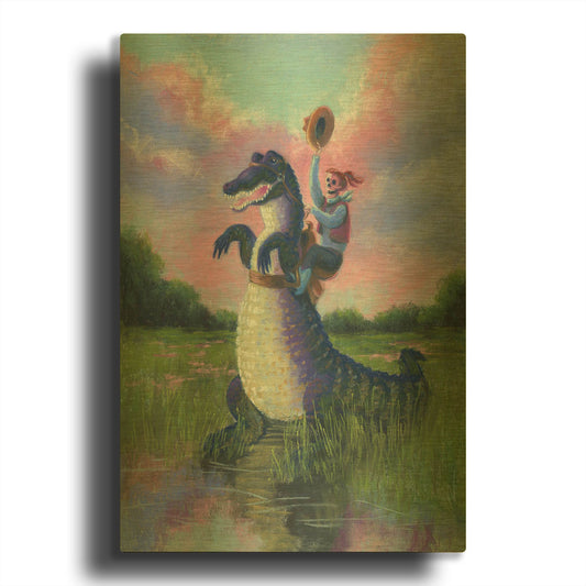 'Forever Your Gator Girl' By Marie Marfia Fine Art Gold Metal Wall Art