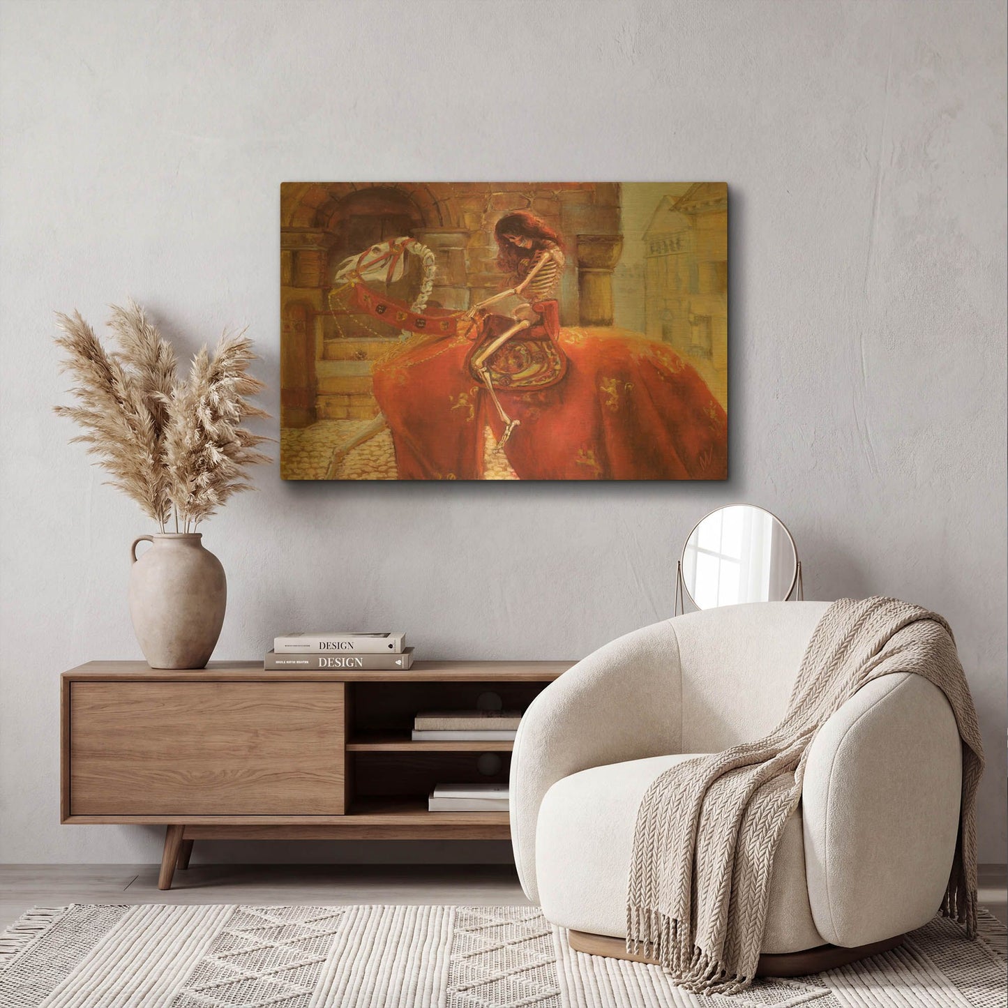 'Skelly Godiva' By Marie Marfia Fine Art Gold Metal Wall Art
