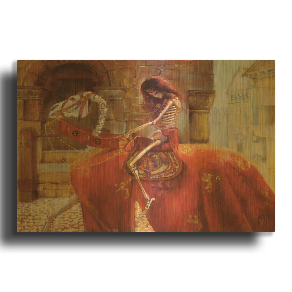 'Skelly Godiva' By Marie Marfia Fine Art Gold Metal Wall Art