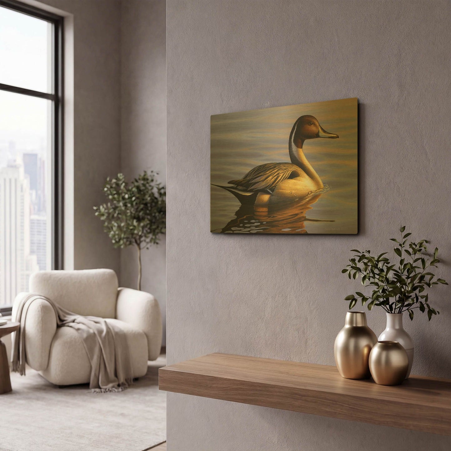 'Lone Pintail' By Mark Mueller Wildlife Art Gold Metal Wall Art