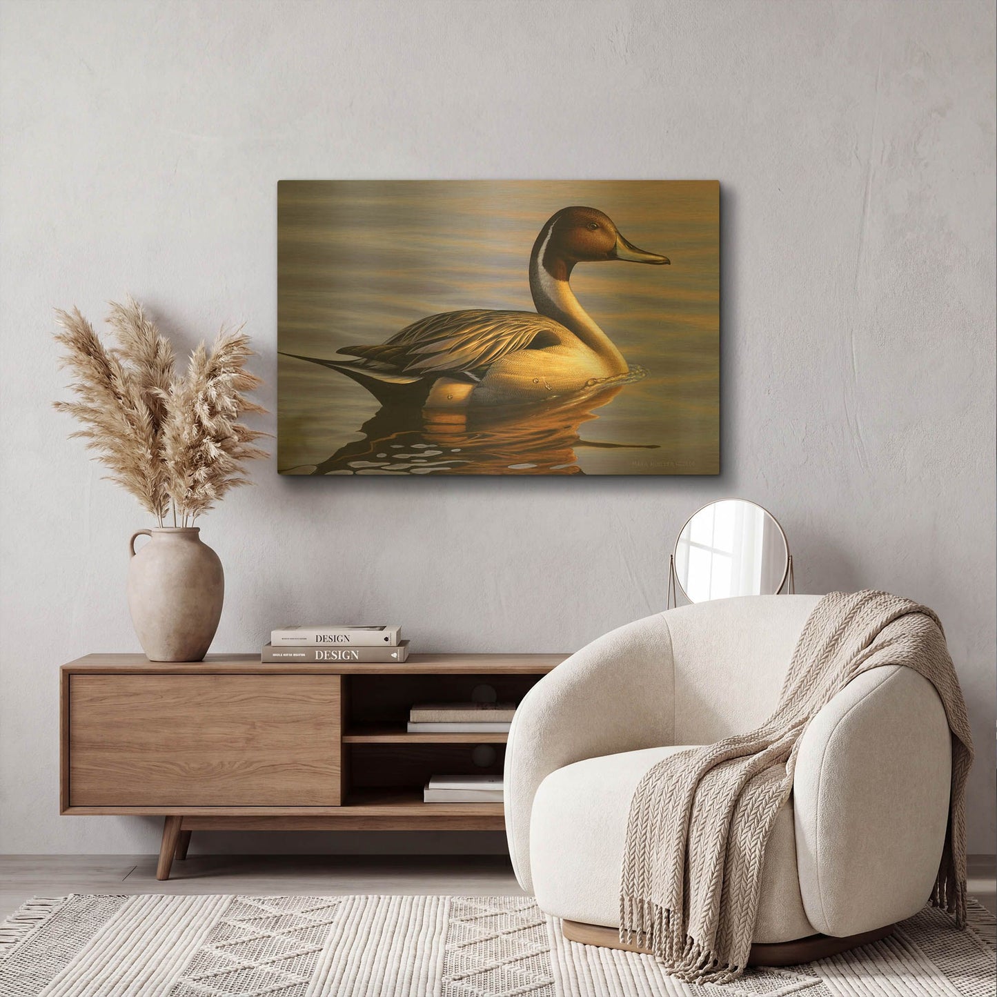 'Lone Pintail' By Mark Mueller Wildlife Art Gold Metal Wall Art