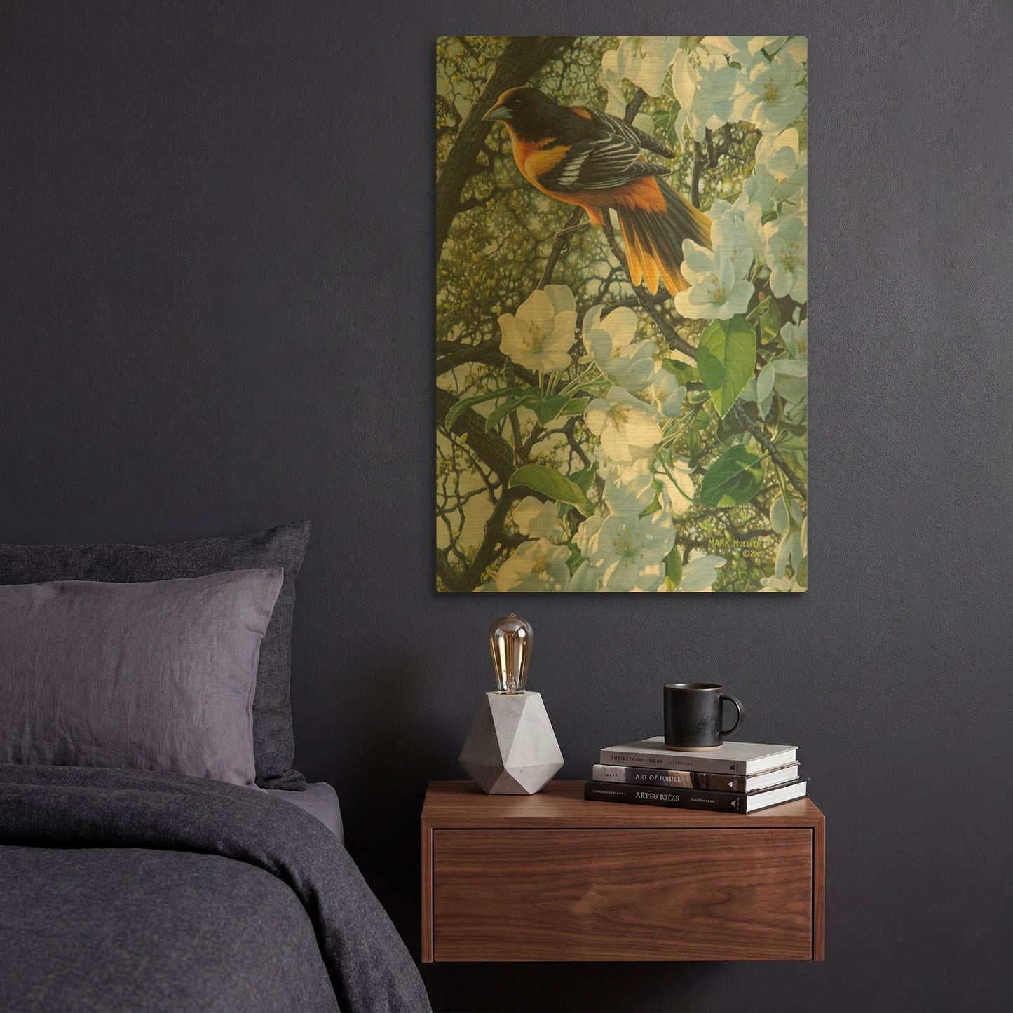 'Midmorning Breeze - Baltimore Oriole' By Mark Mueller Wildlife Art Gold Metal Wall Art