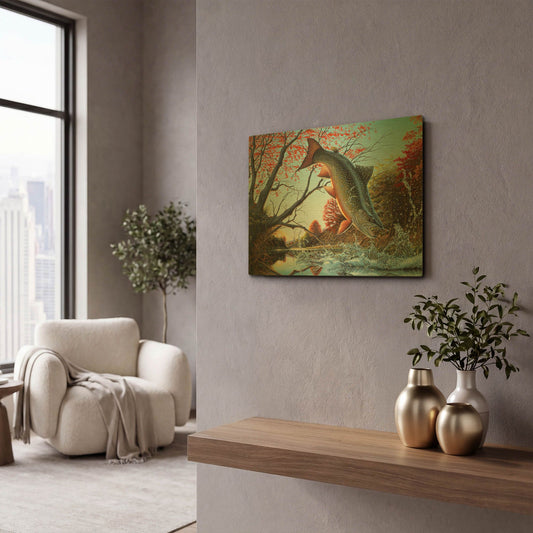 'Splash of Color - Brook Trout' By Mark Mueller Wildlife Art Gold Metal Wall Art