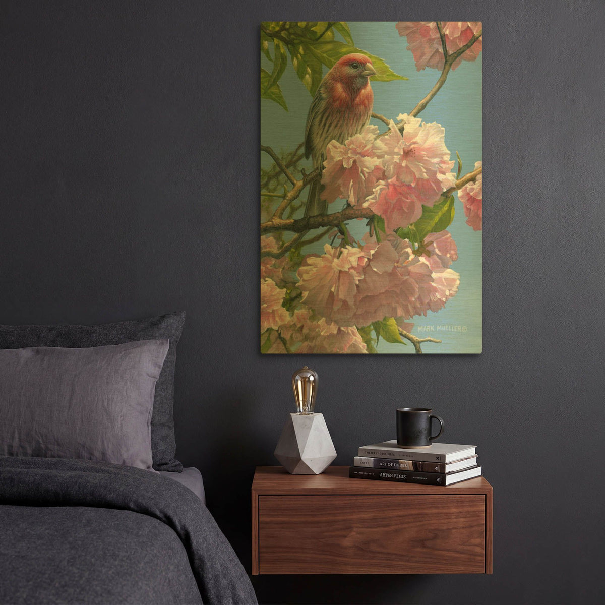'Spring Glory - House Finch' By Mark Mueller Wildlife Art Gold Metal Wall Art