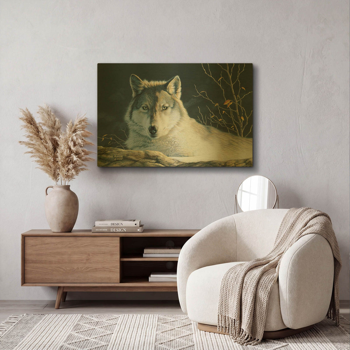 'Watchful Eyes - Gray Wolf' By Mark Mueller Wildlife Art Gold Metal Wall Art