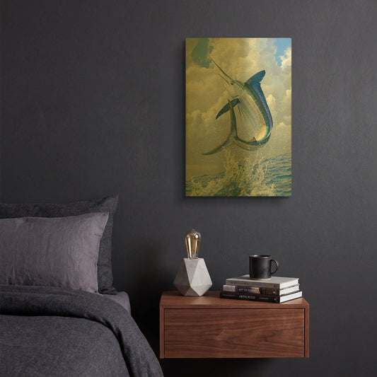 'White Marlin' By Mark Mueller Wildlife Art Gold Metal Wall Art