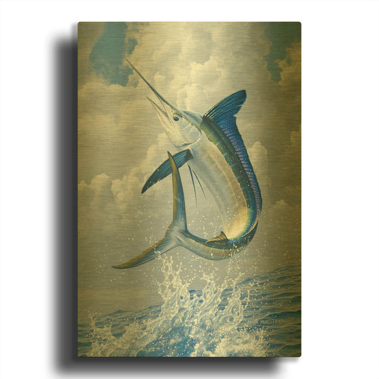 'White Marlin' By Mark Mueller Wildlife Art Gold Metal Wall Art