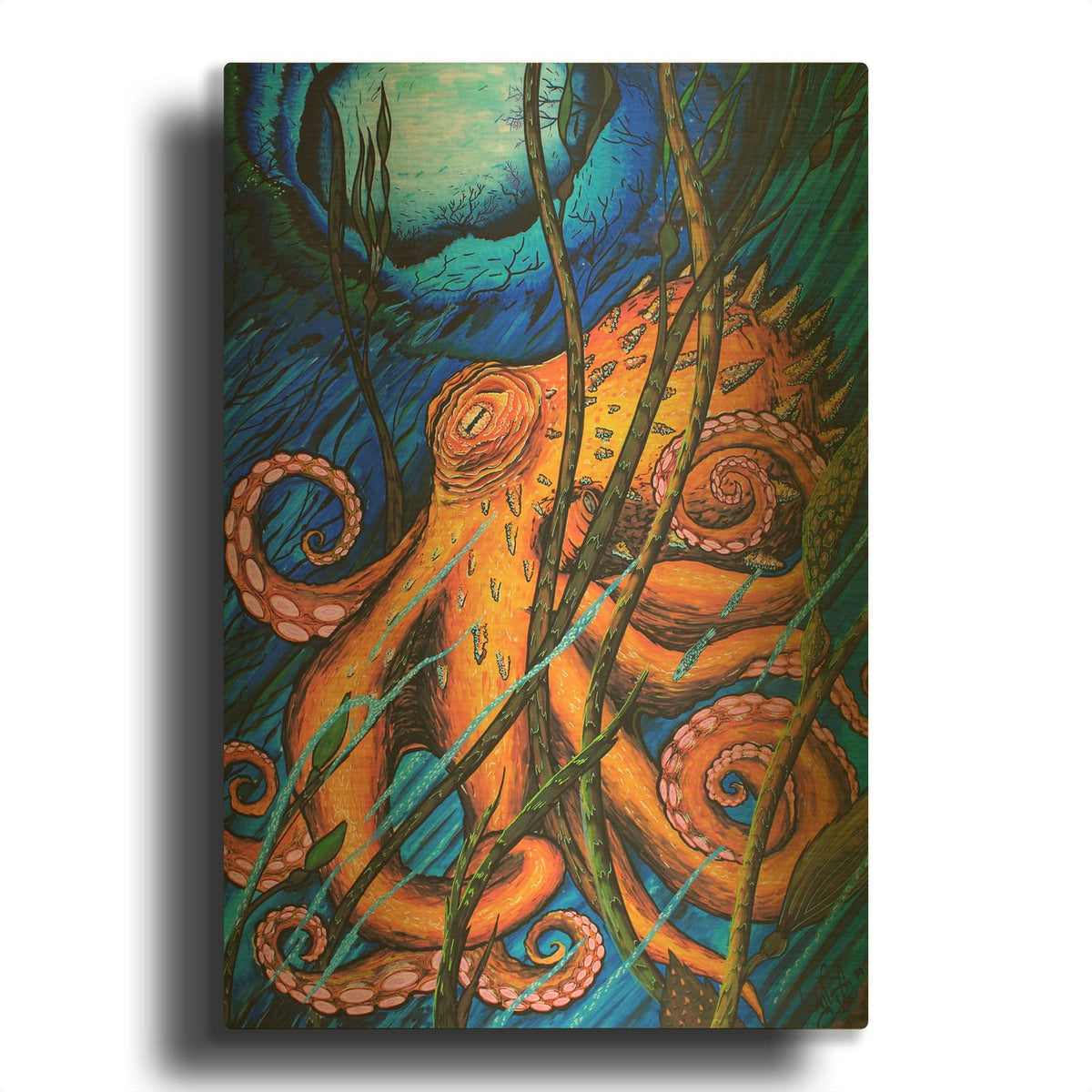 'Octo' By Martin Nasim Gold Metal Wall Art