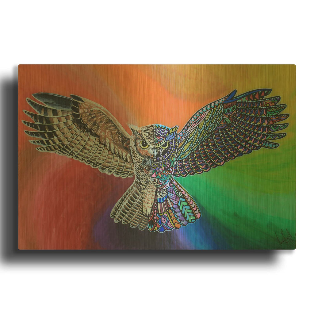 'Animals Of Pride - Owl' By Martin Nasim Gold Metal Wall Art