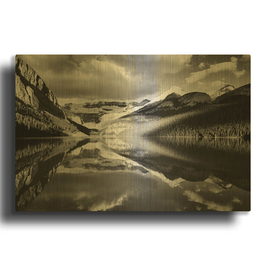 'Lake Louise Reflections, Canadian Rockies 06' By Monte Nagler Gold Metal Wall Art