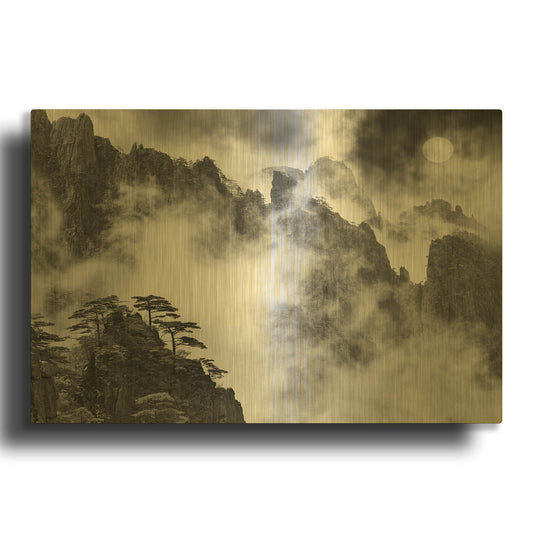 'Huangshan Sunrise, Anhui Province, China 12' By Monte Nagler Gold Metal Wall Art