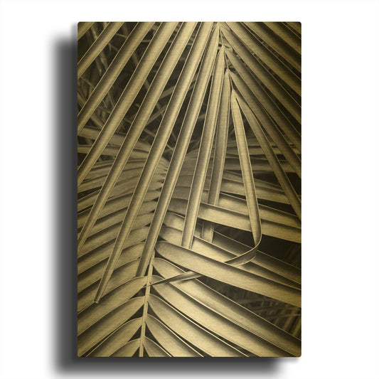 'Cycad, Michigan 80' By Monte Nagler Gold Metal Wall Art