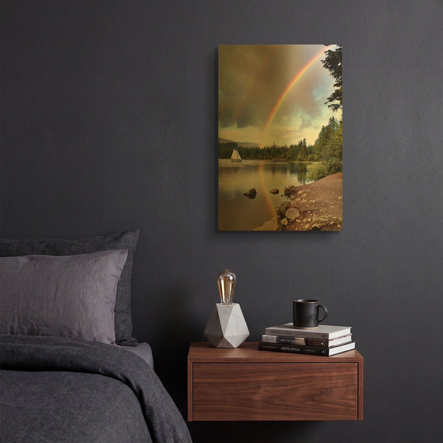 'Sailing Under Rainbows, Oregon 97' By Monte Nagler Gold Metal Wall Art
